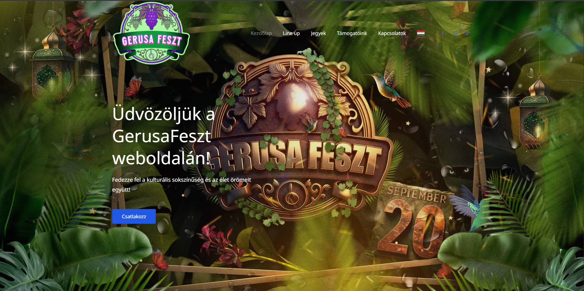 GerusaFeszt fesztiválhonlap — képernyőkép